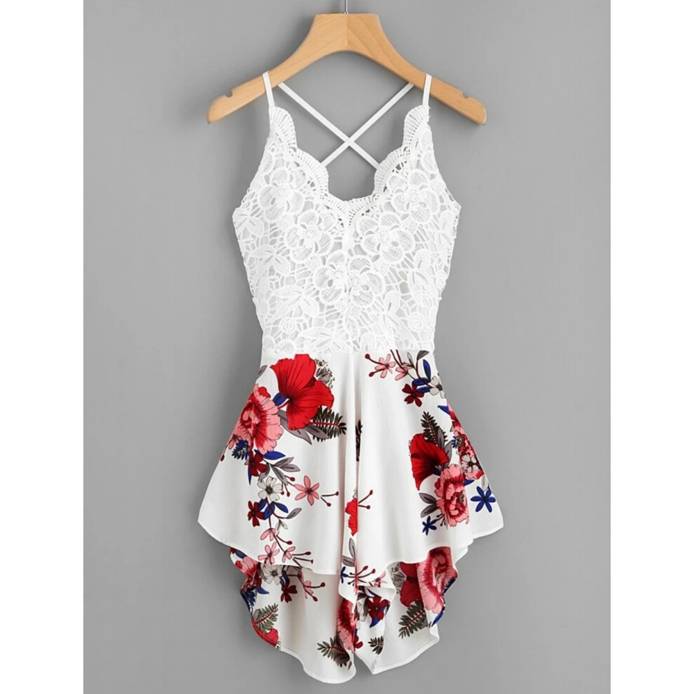 LAST ONE! 🌹Beautiful Crochet Lace Floral Romper🌹